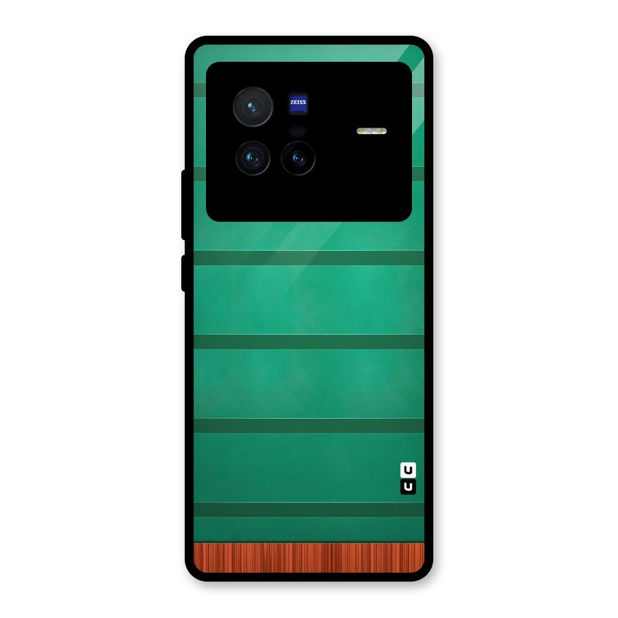 Green Wood Stripes Glass Back Case for Vivo X80