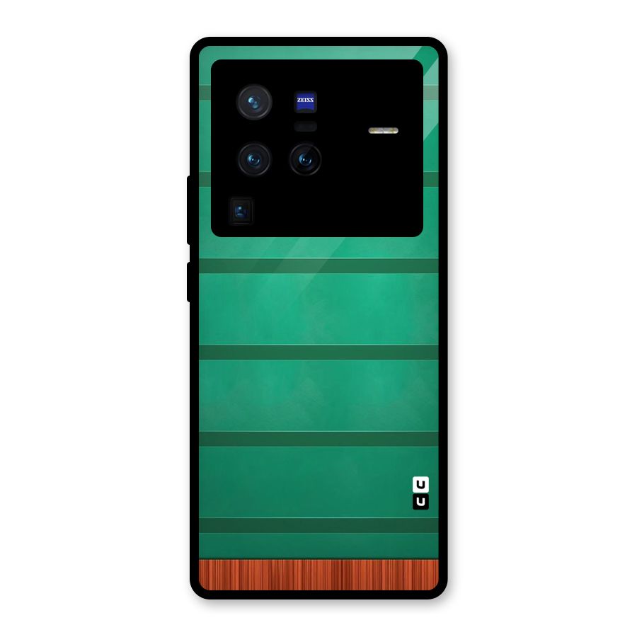Green Wood Stripes Glass Back Case for Vivo X80 Pro