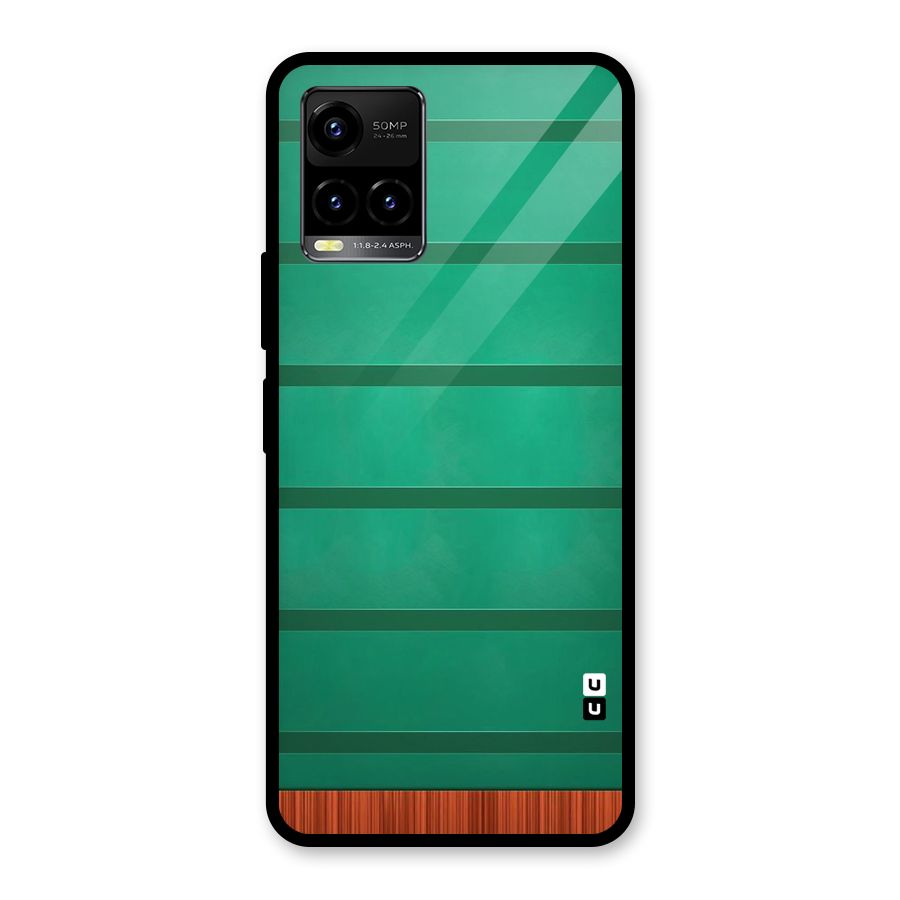 Green Wood Stripes Glass Back Case for Vivo Y21A