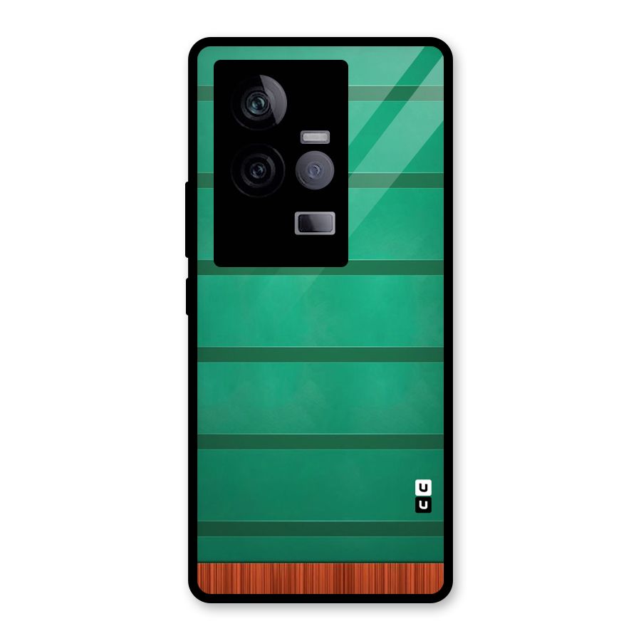 Green Wood Stripes Glass Back Case for Vivo iQOO 11 5G