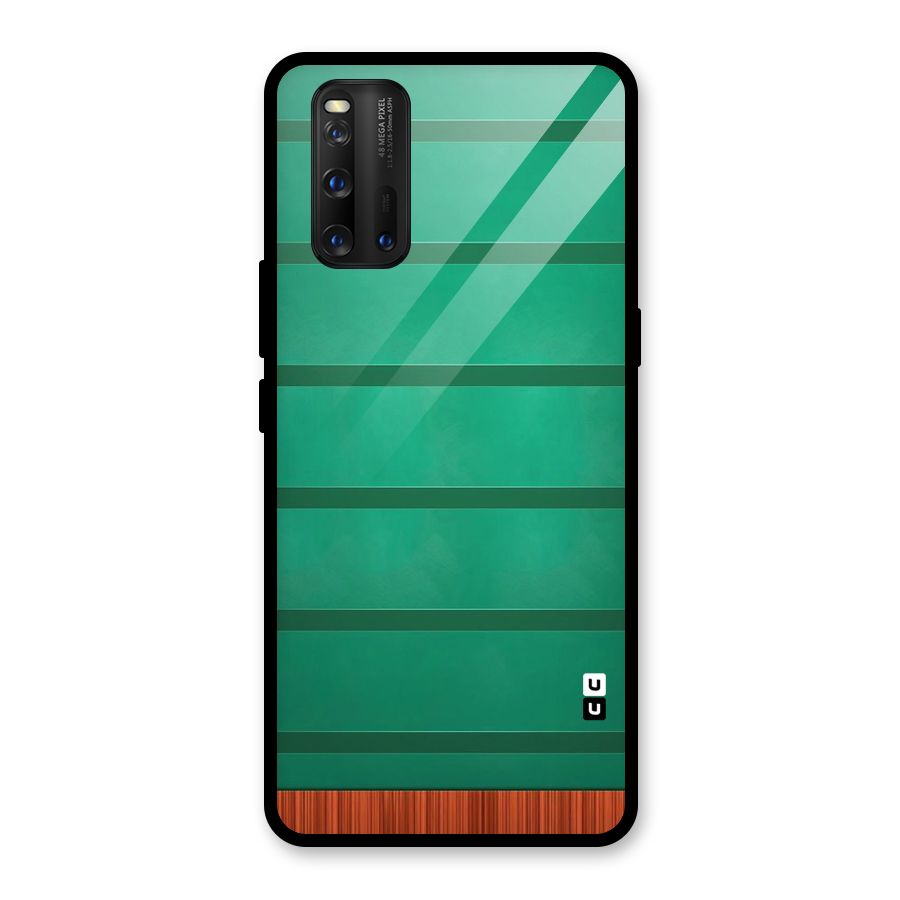 Green Wood Stripes Glass Back Case for Vivo iQOO 3