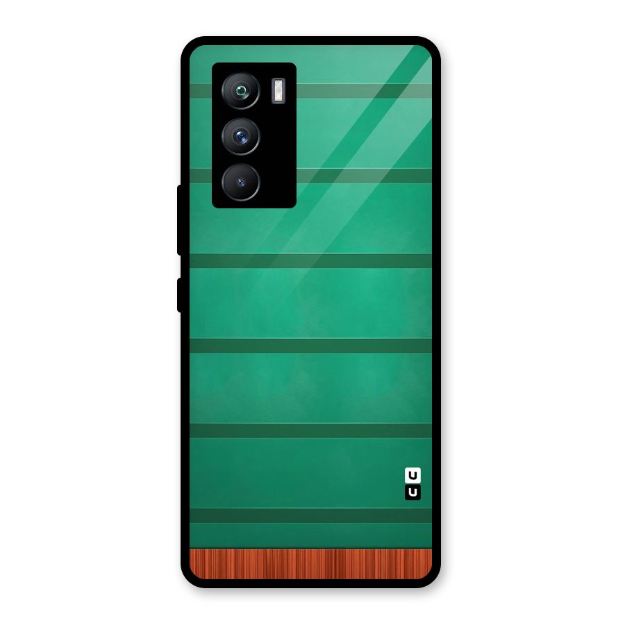 Green Wood Stripes Glass Back Case for Vivo iQOO 9 SE