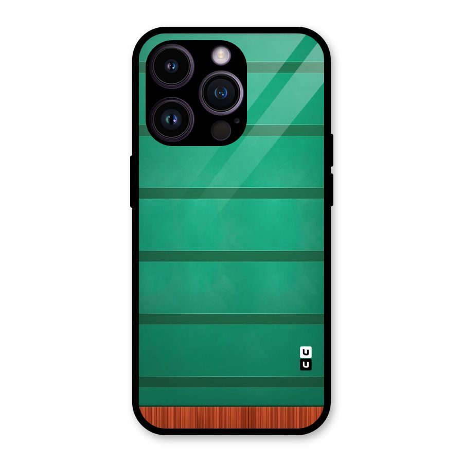 Green Wood Stripes Glass Back Case for iPhone 14 Pro