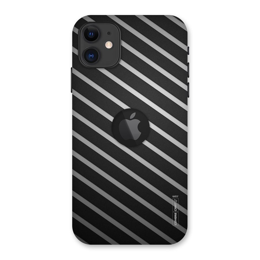 Grey And Black Stripes Back Case for iPhone 11 Logo Cut