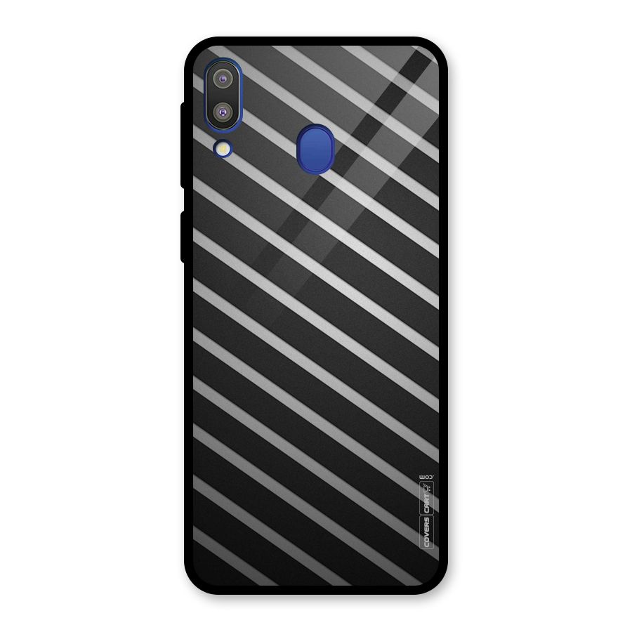 Grey And Black Stripes Glass Back Case for Galaxy M20