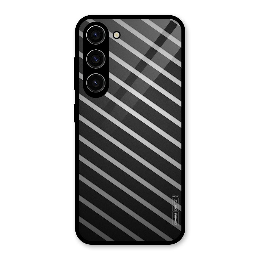 Grey And Black Stripes Glass Back Case for Galaxy S23