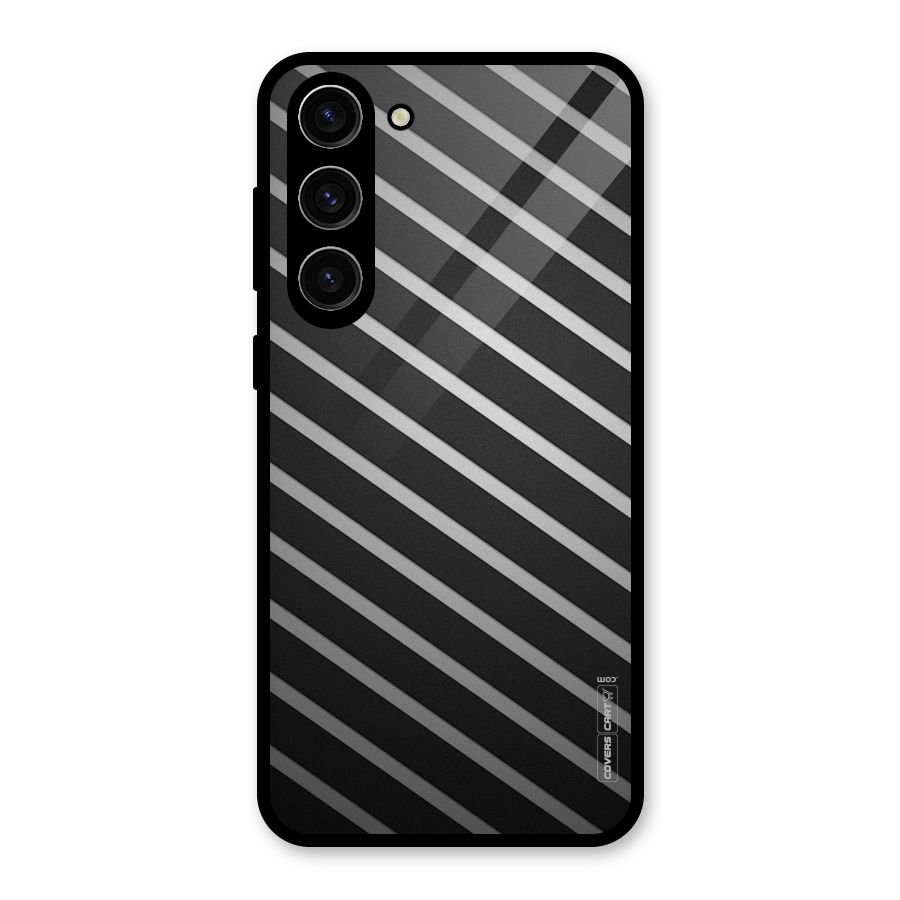 Grey And Black Stripes Glass Back Case for Galaxy S23 Plus