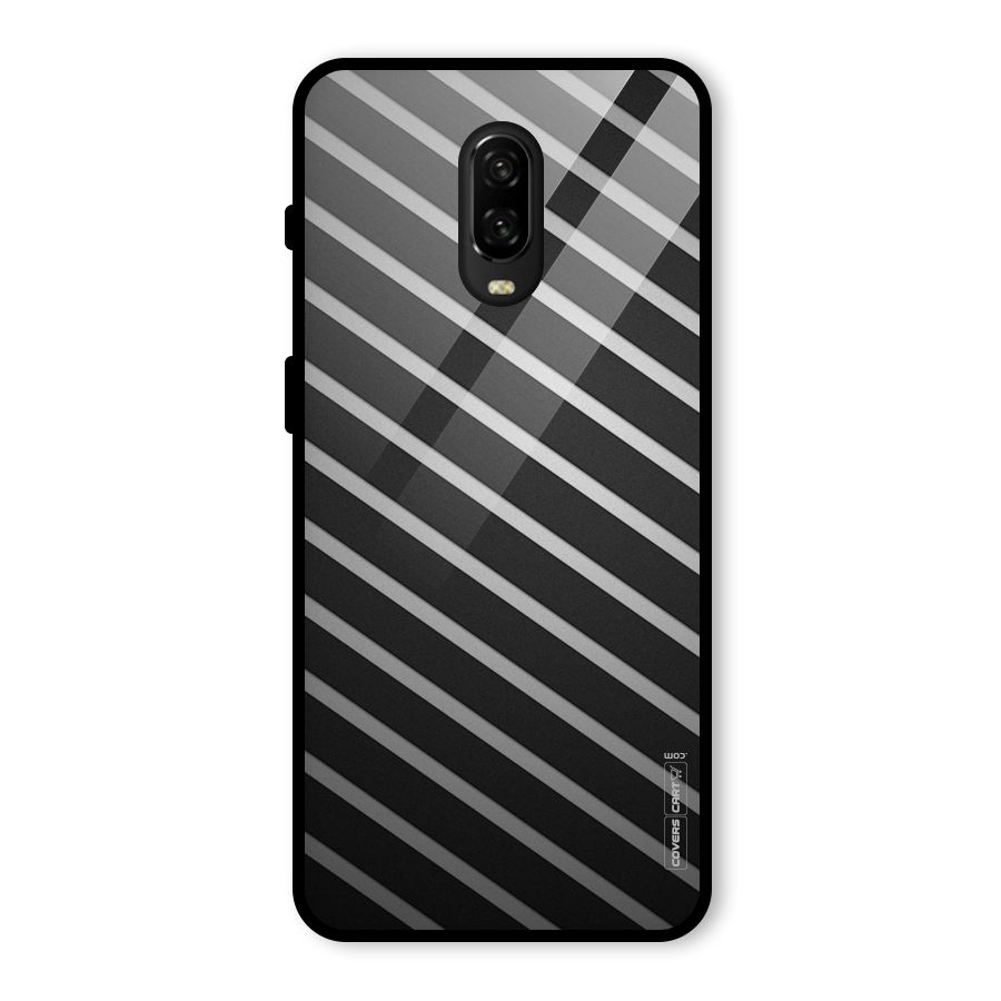 Grey And Black Stripes Glass Back Case for OnePlus 6T