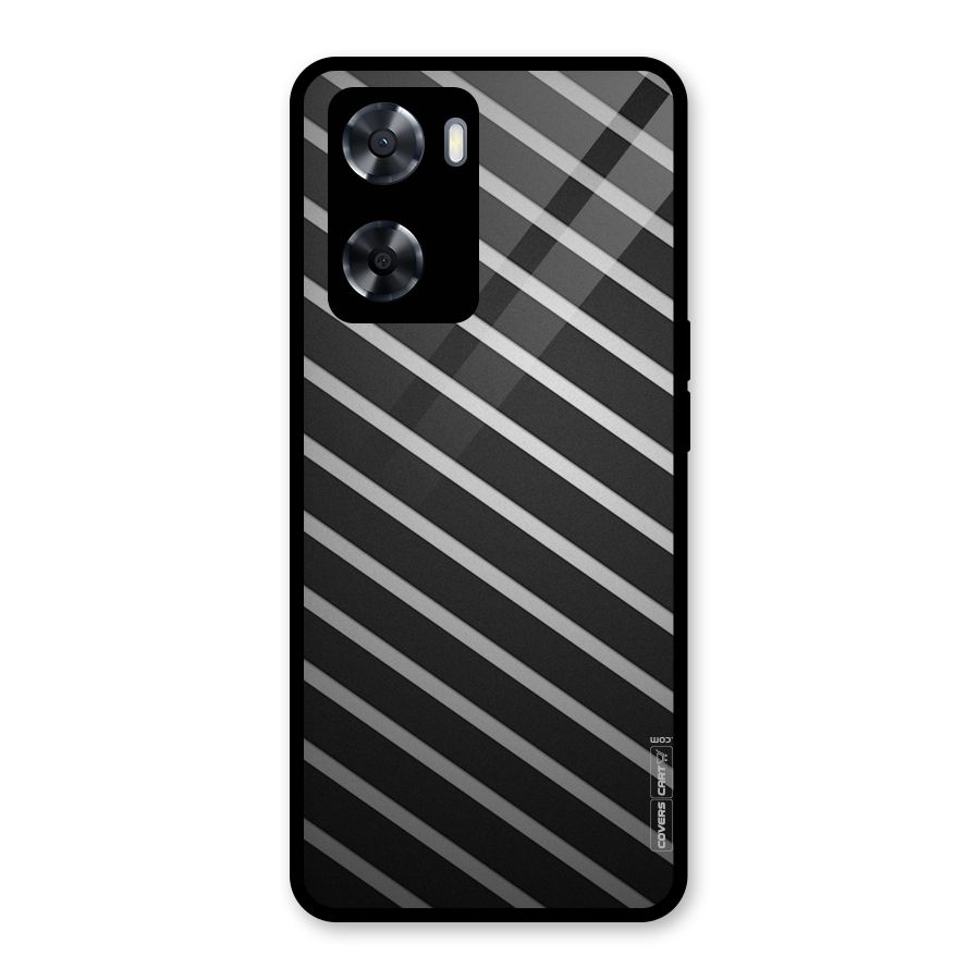 Grey And Black Stripes Glass Back Case for Oppo A57 2022