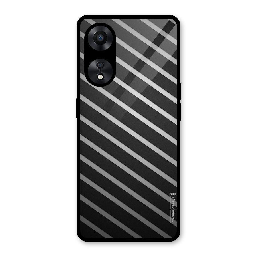 Grey And Black Stripes Glass Back Case for Oppo A78