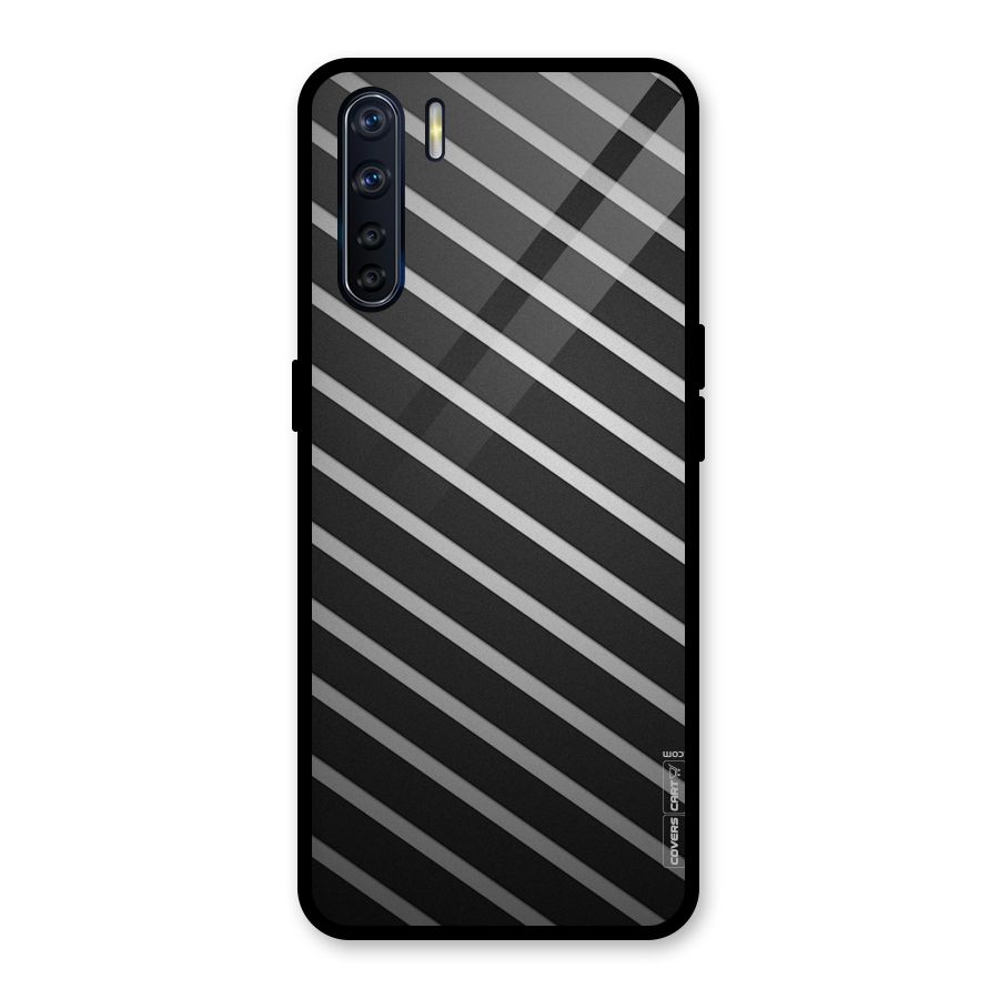 Grey And Black Stripes Glass Back Case for Oppo F15