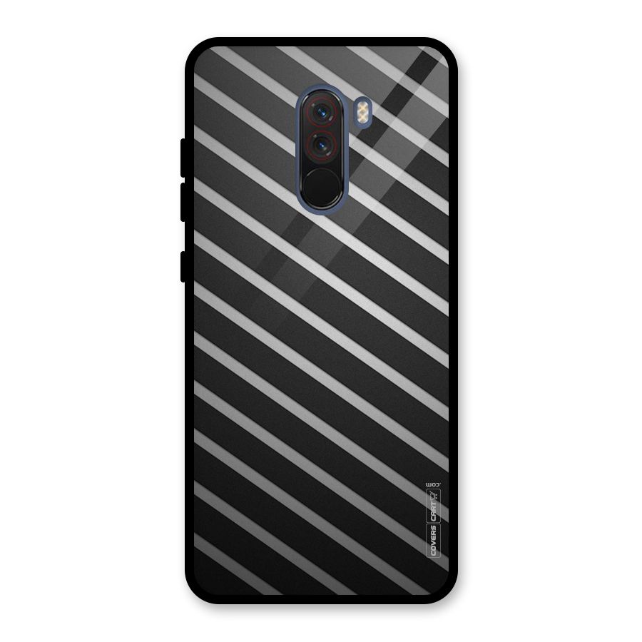 Grey And Black Stripes Glass Back Case for Poco F1