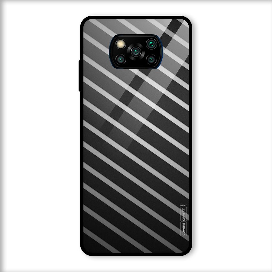 Grey And Black Stripes Glass Back Case for Poco X3