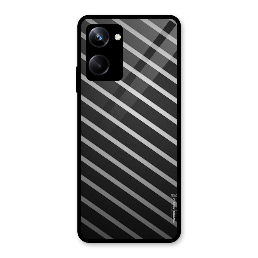 Grey And Black Stripes Glass Back Case for Realme 10 Pro