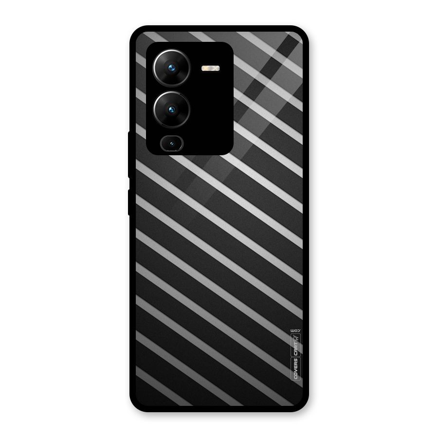 Grey And Black Stripes Glass Back Case for Vivo V25 Pro