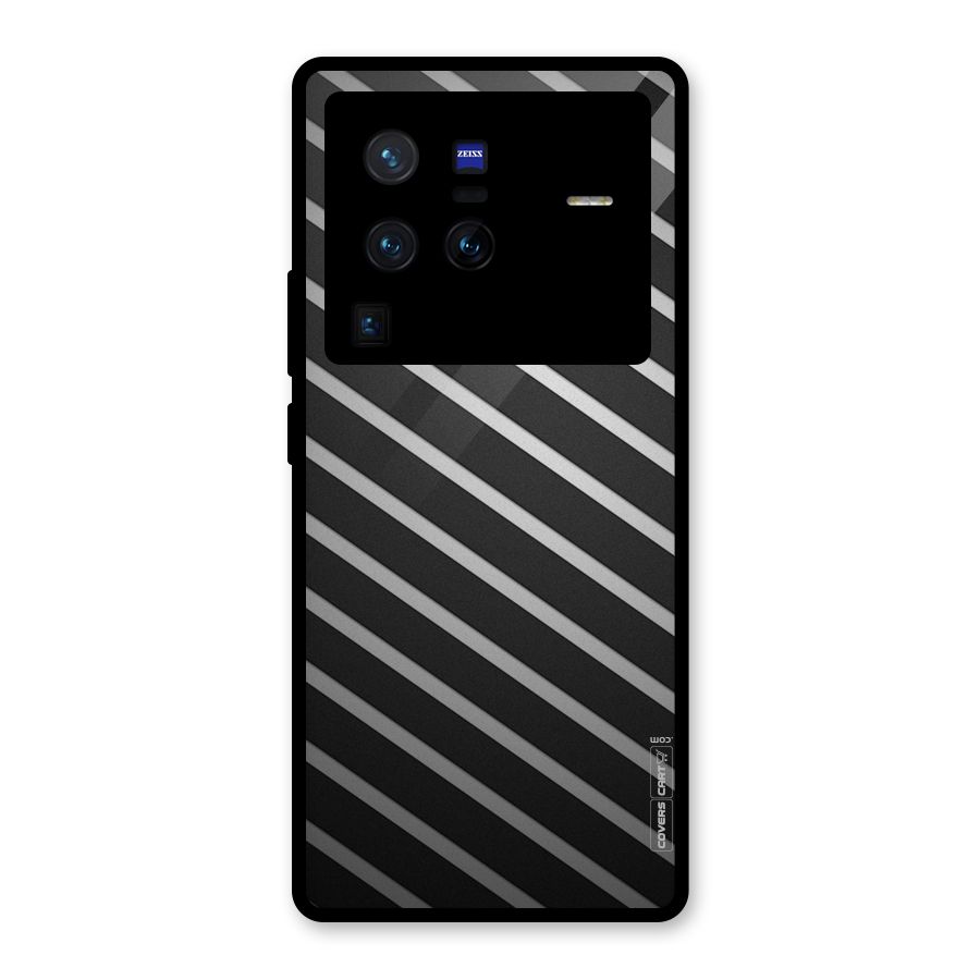 Grey And Black Stripes Glass Back Case for Vivo X80 Pro