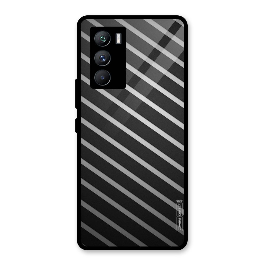 Grey And Black Stripes Glass Back Case for Vivo iQOO 9 SE