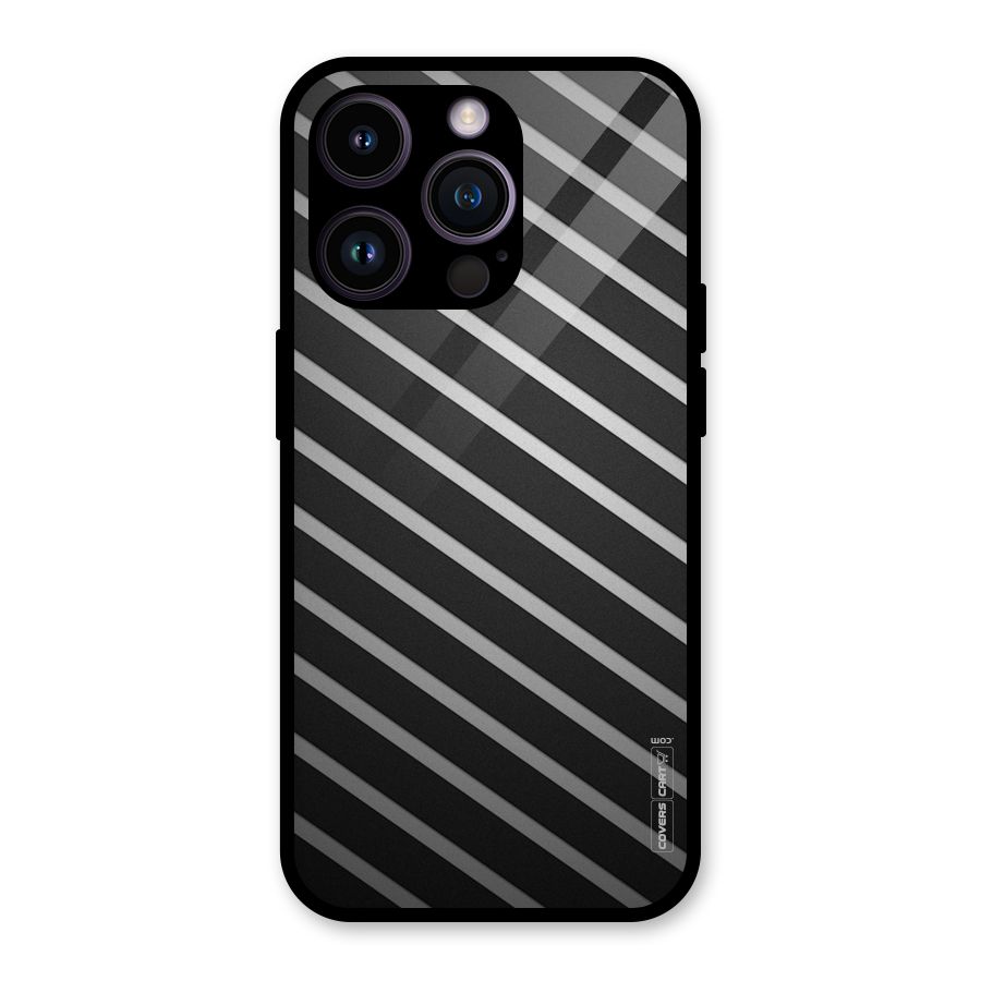 Grey And Black Stripes Glass Back Case for iPhone 14 Pro