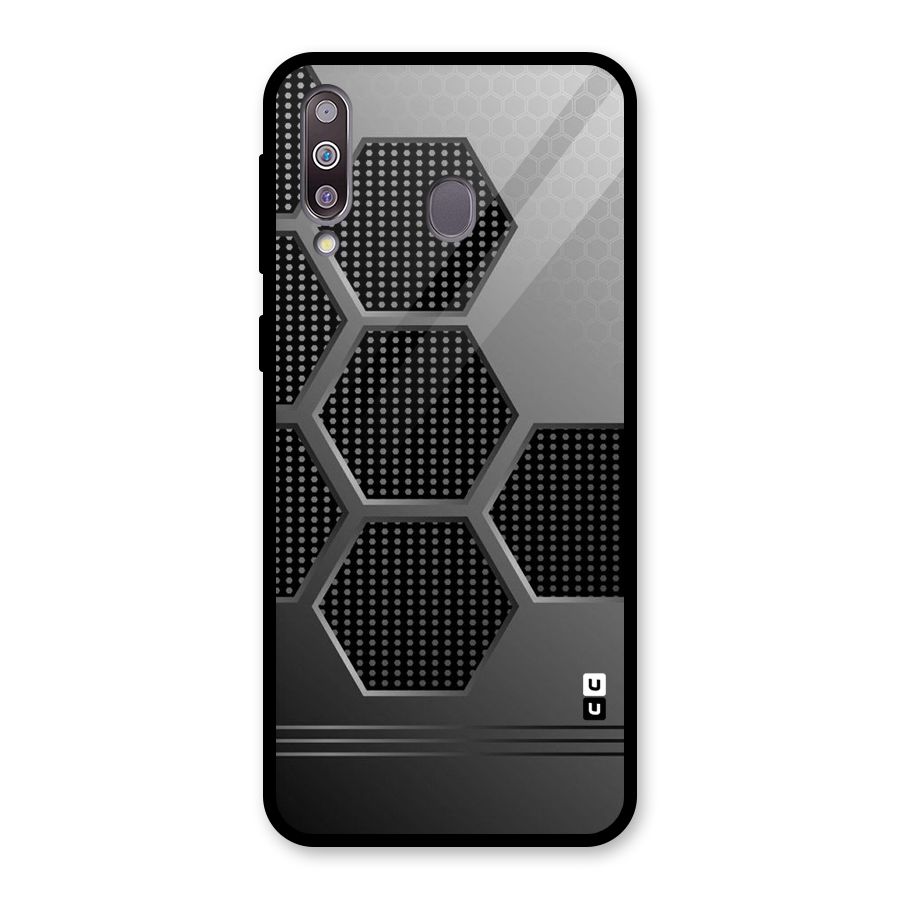 Grey Black Hexa Glass Back Case for Galaxy M30