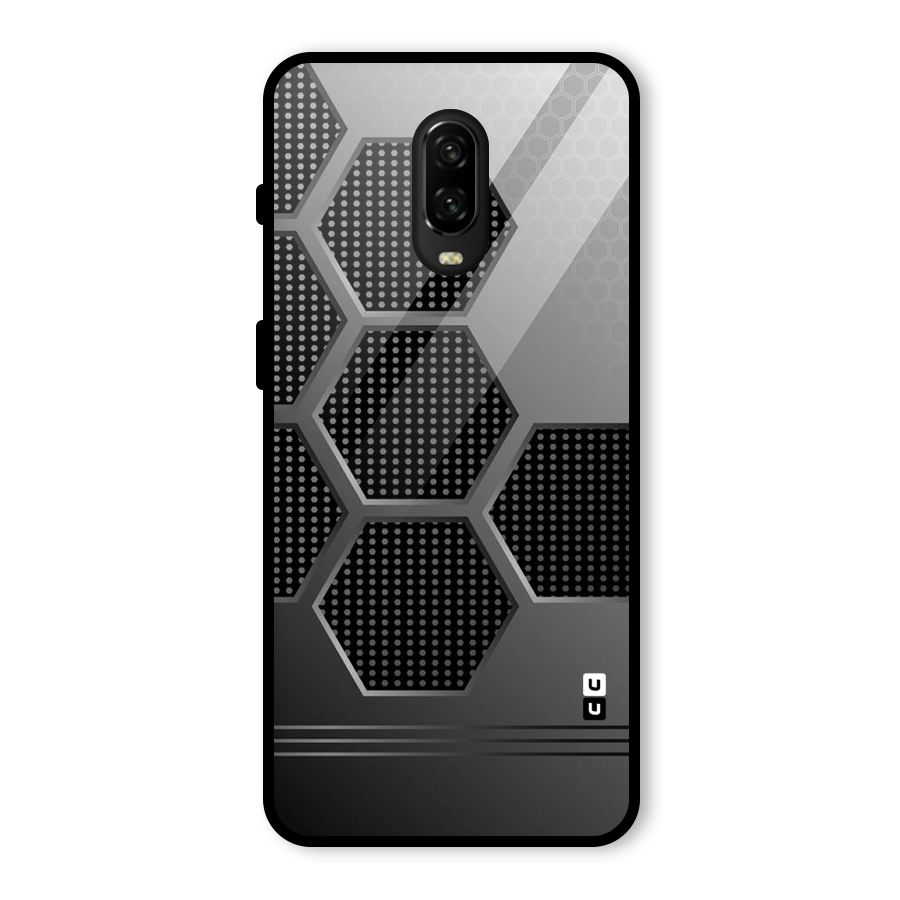 Grey Black Hexa Glass Back Case for OnePlus 6T