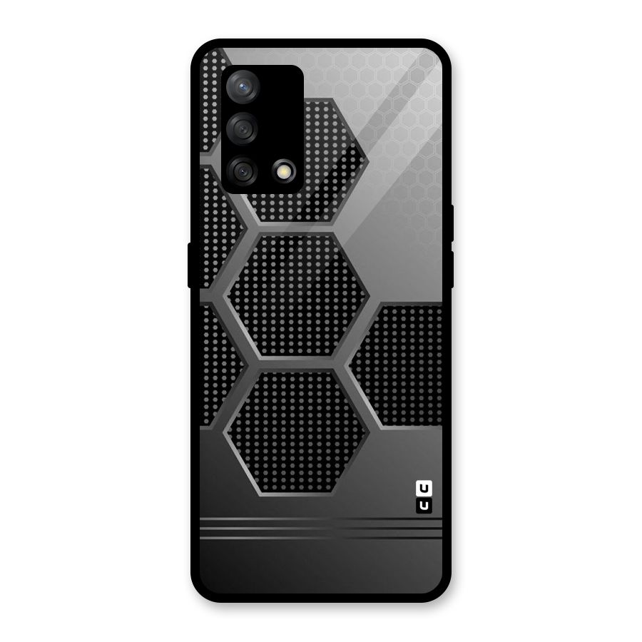 Grey Black Hexa Glass Back Case for Oppo F19