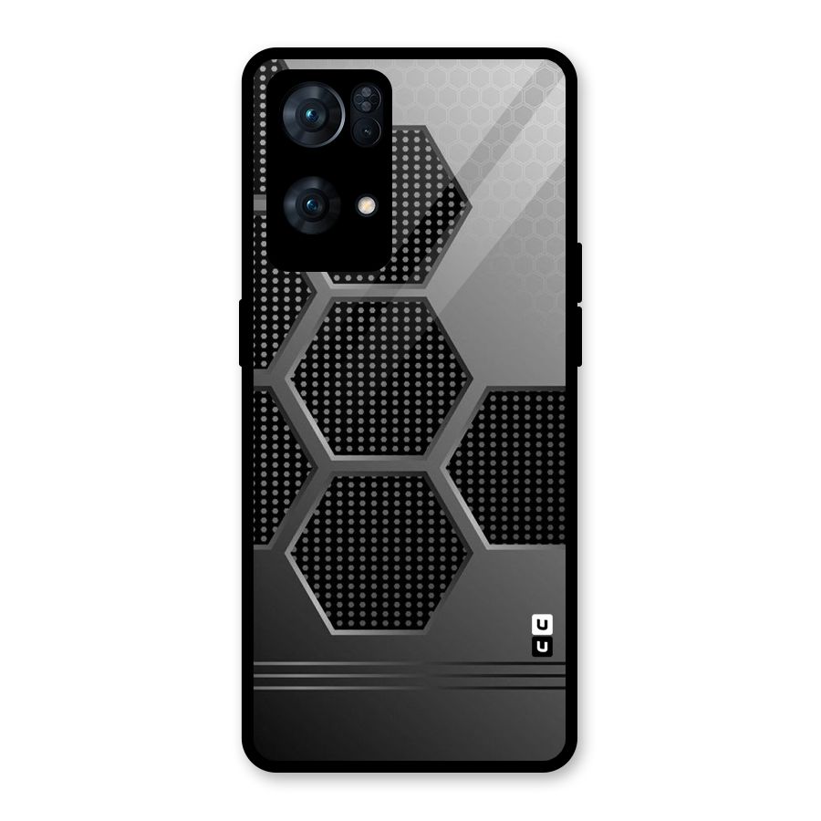 Grey Black Hexa Glass Back Case for Oppo Reno7 Pro 5G