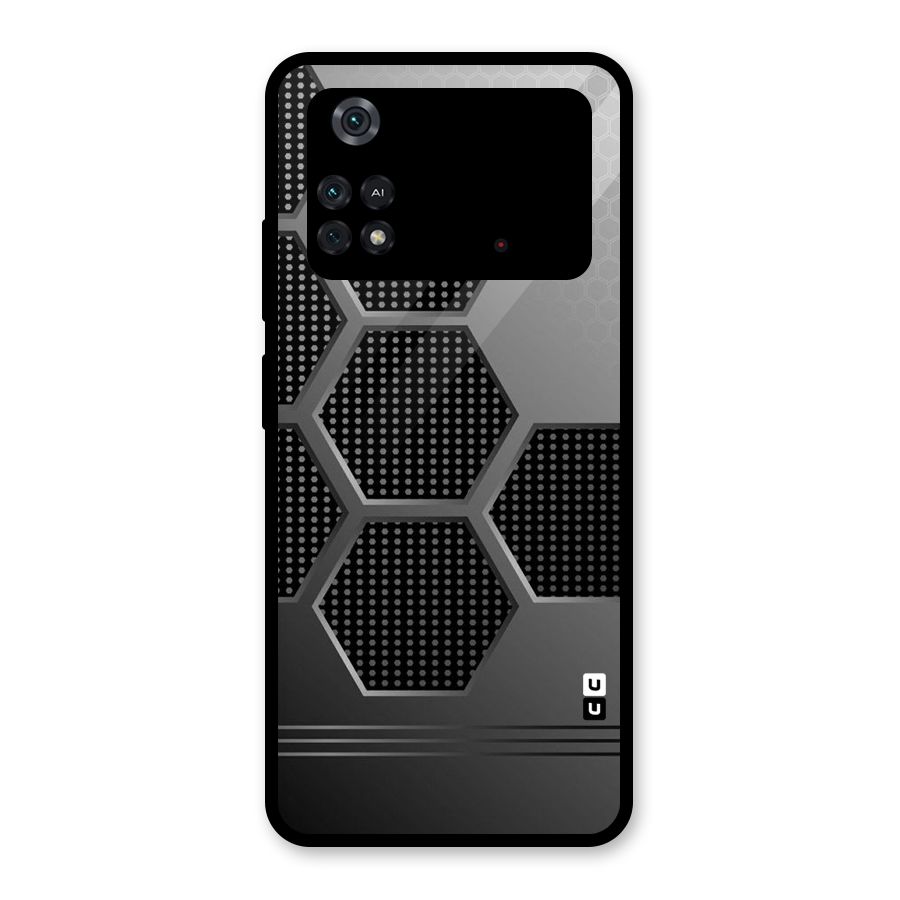 Grey Black Hexa Glass Back Case for Poco M4 Pro 4G