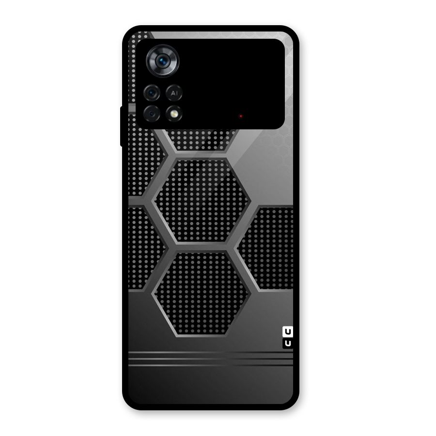 Grey Black Hexa Glass Back Case for Poco X4 Pro 5G