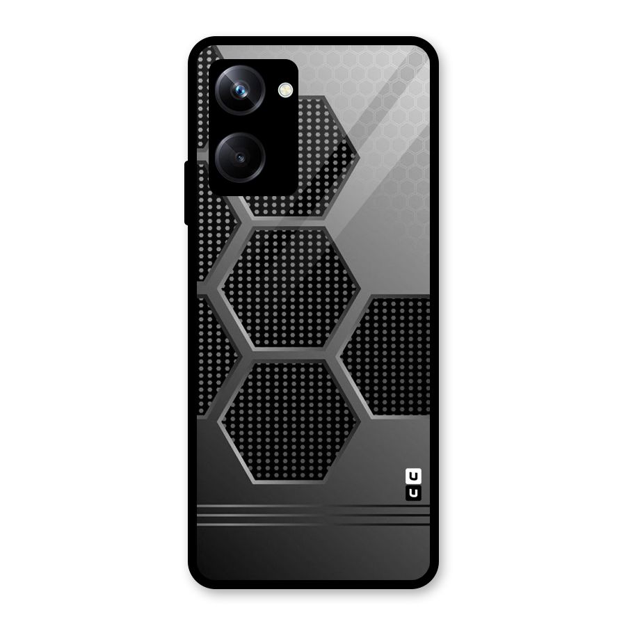 Grey Black Hexa Glass Back Case for Realme 10 Pro