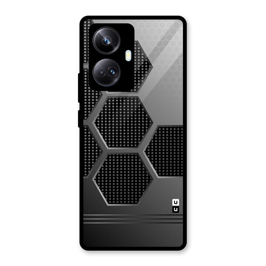 Grey Black Hexa Glass Back Case for Realme 10 Pro Plus