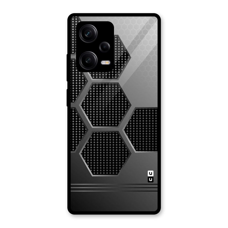 Grey Black Hexa Glass Back Case for Redmi Note 12 Pro
