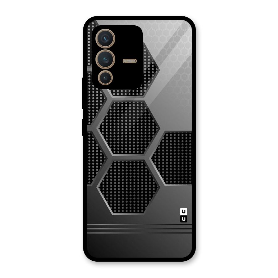 Grey Black Hexa Glass Back Case for Vivo V23 5G