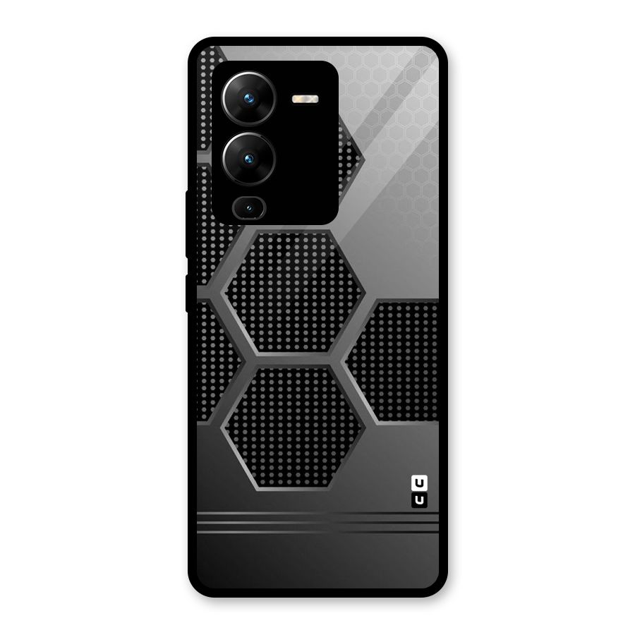 Grey Black Hexa Glass Back Case for Vivo V25 Pro