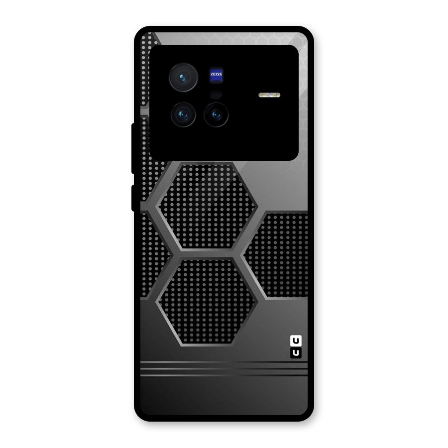 Grey Black Hexa Glass Back Case for Vivo X80