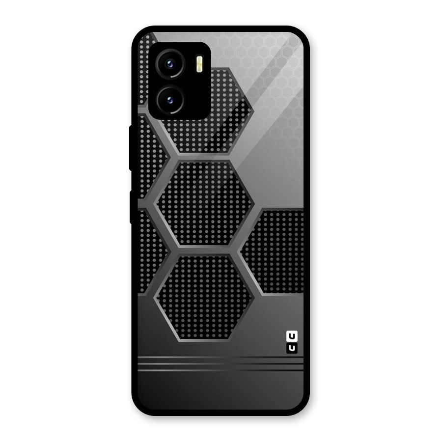 Grey Black Hexa Glass Back Case for Vivo Y15s