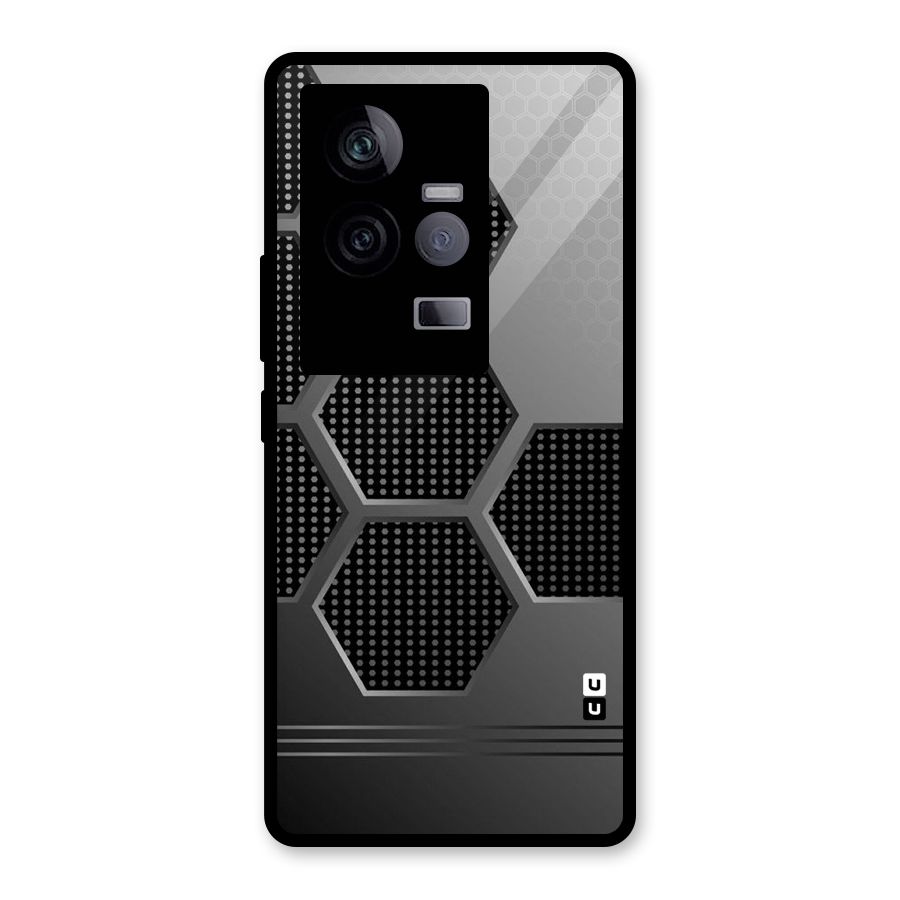 Grey Black Hexa Glass Back Case for Vivo iQOO 11 5G