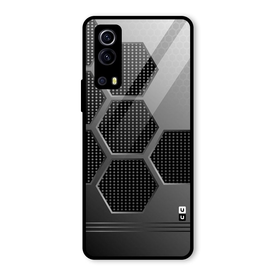 Grey Black Hexa Glass Back Case for Vivo iQOO Z3