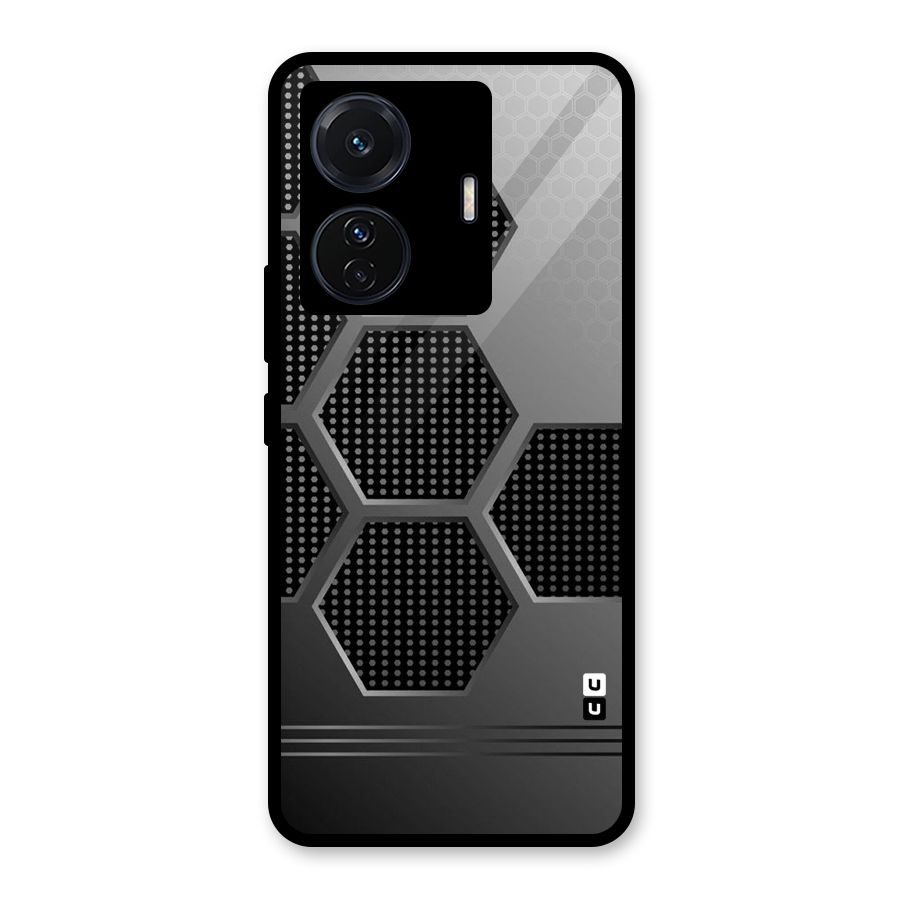 Grey Black Hexa Glass Back Case for Vivo iQOO Z6 Pro