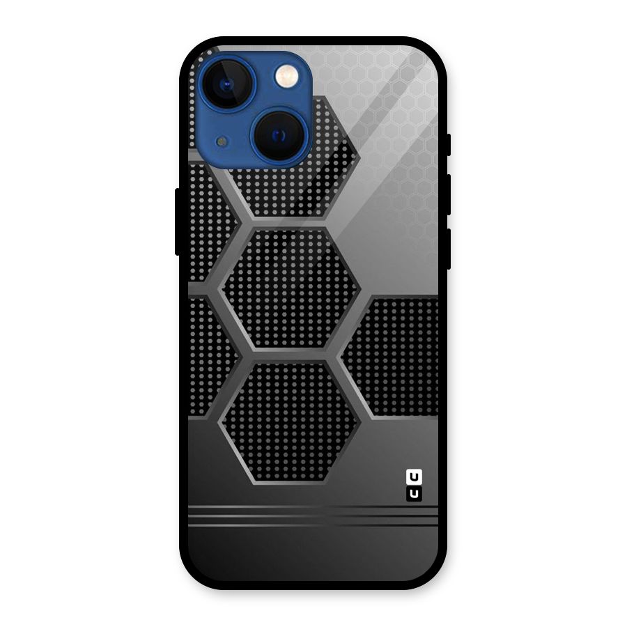 Grey Black Hexa Glass Back Case for iPhone 13 Mini