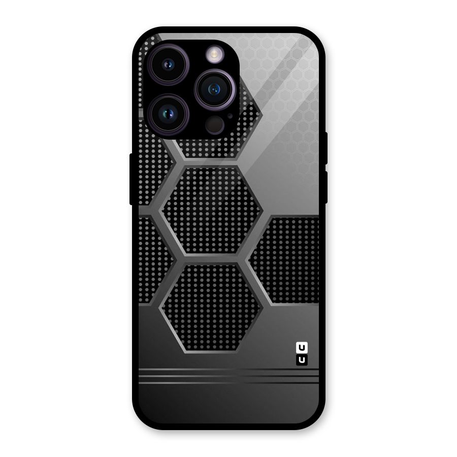 Grey Black Hexa Glass Back Case for iPhone 14 Pro Max