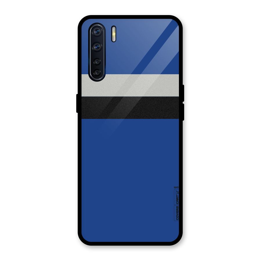 Grey Black Strips Glass Back Case for Oppo F15