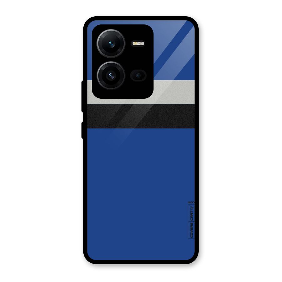 Grey Black Strips Glass Back Case for Vivo V25