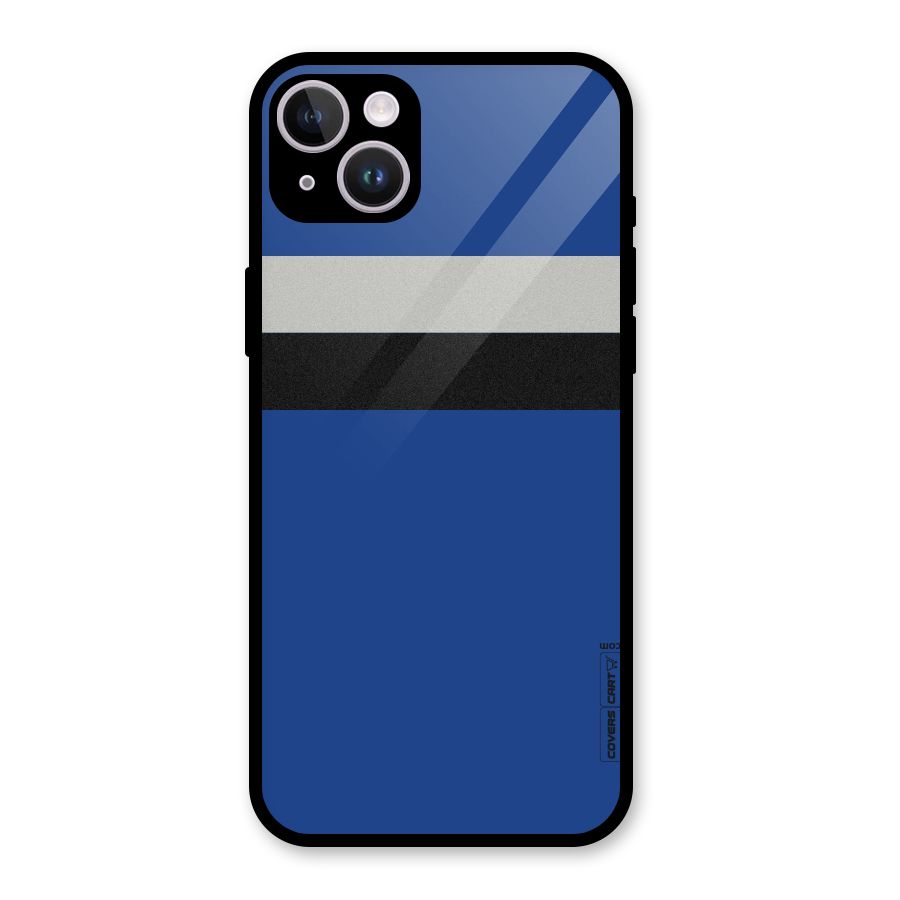 Grey Black Strips Glass Back Case for iPhone 14 Plus