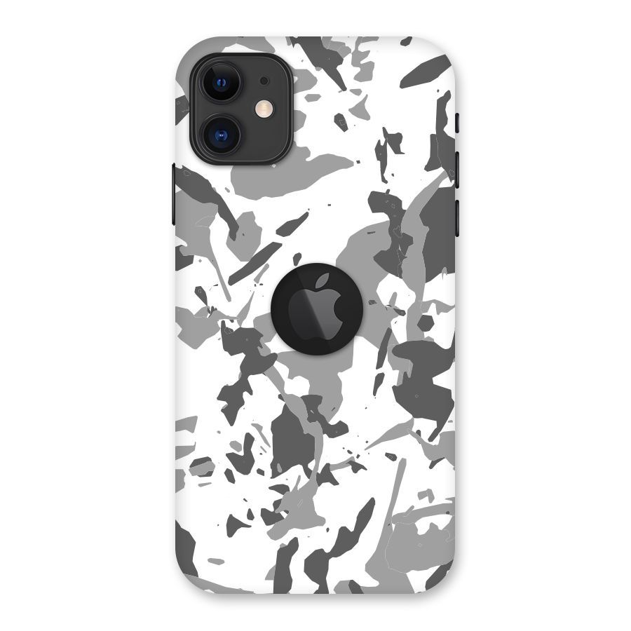 Grey Camouflage Army Back Case for iPhone 11 Logo Cut