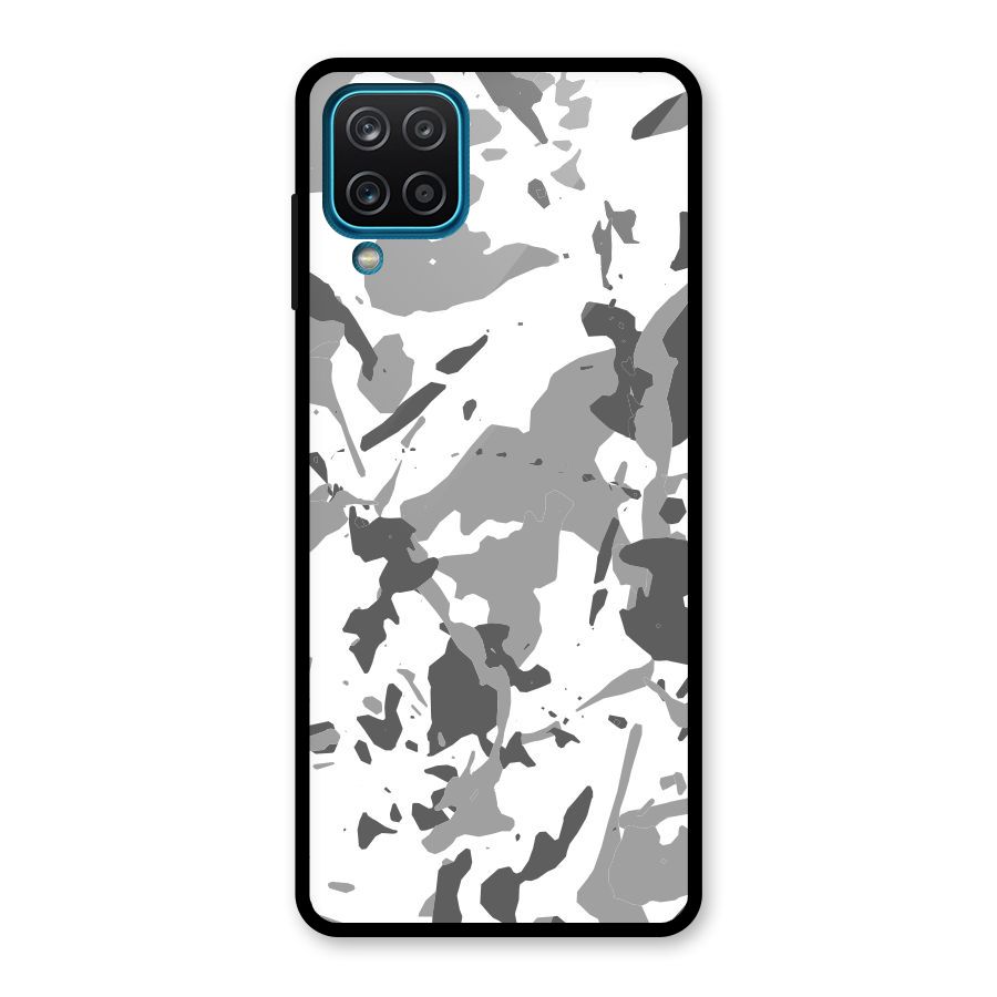 Grey Camouflage Army Glass Back Case for Galaxy A12