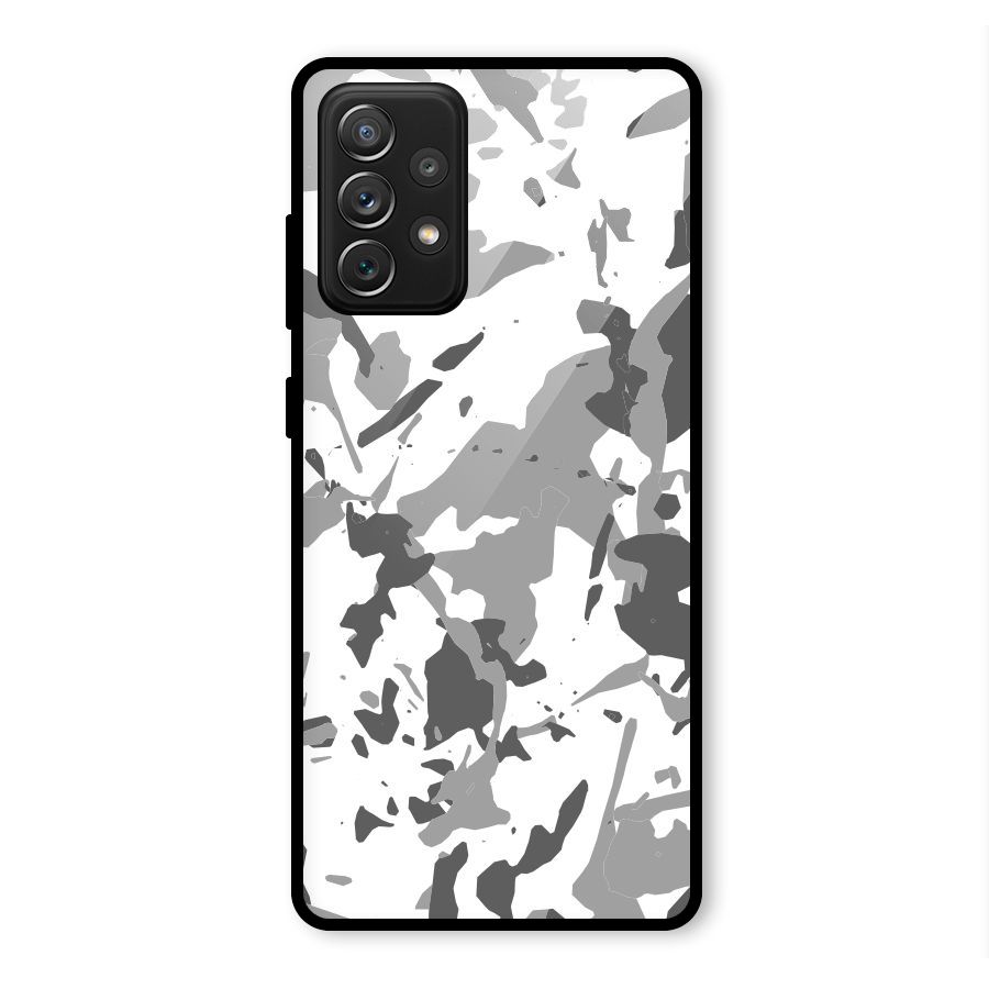 Grey Camouflage Army Glass Back Case for Galaxy A72