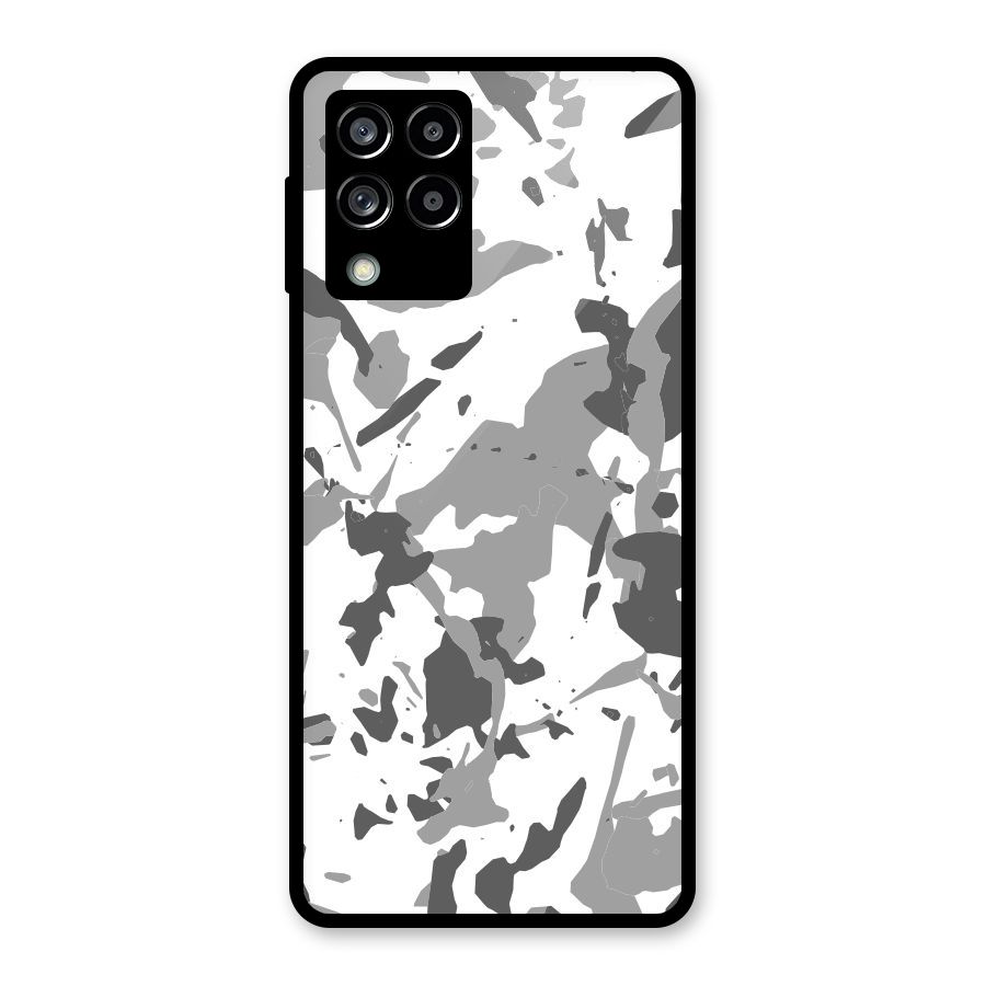 Grey Camouflage Army Glass Back Case for Galaxy M53 5G