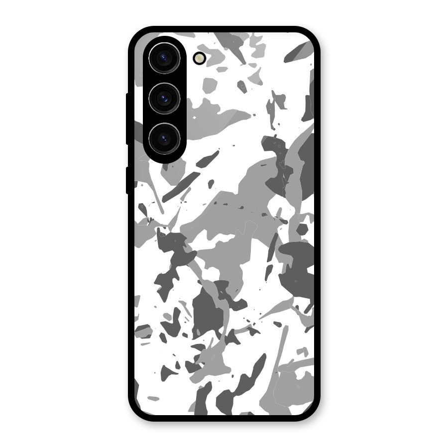 Grey Camouflage Army Glass Back Case for Galaxy S23 Plus