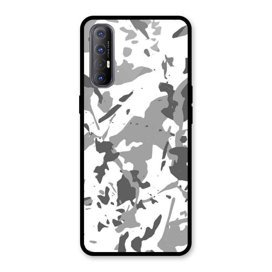 Grey Camouflage Army Glass Back Case for Oppo Reno3 Pro