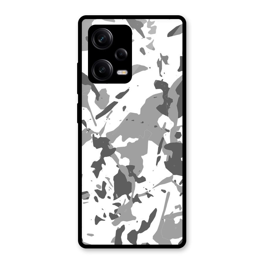Grey Camouflage Army Glass Back Case for Redmi Note 12 Pro